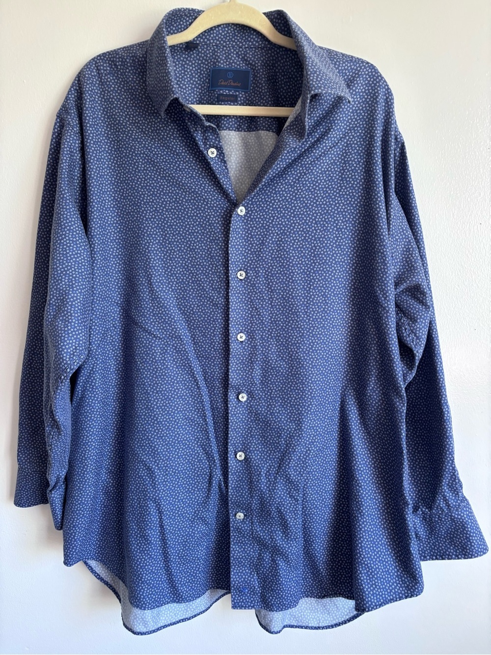 David Donahue Blue Microdot Button-Down Shirt - Men's 18.5 34/35